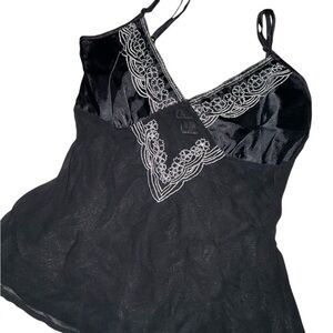 y2k style sequin and lace cami